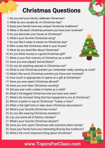 30 Fun Christmas Questions To Ask (With PDF) - TopicsForClass