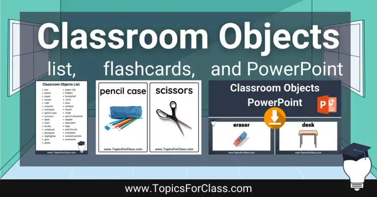 List Of Classroom Objects With Flashcards And PPT