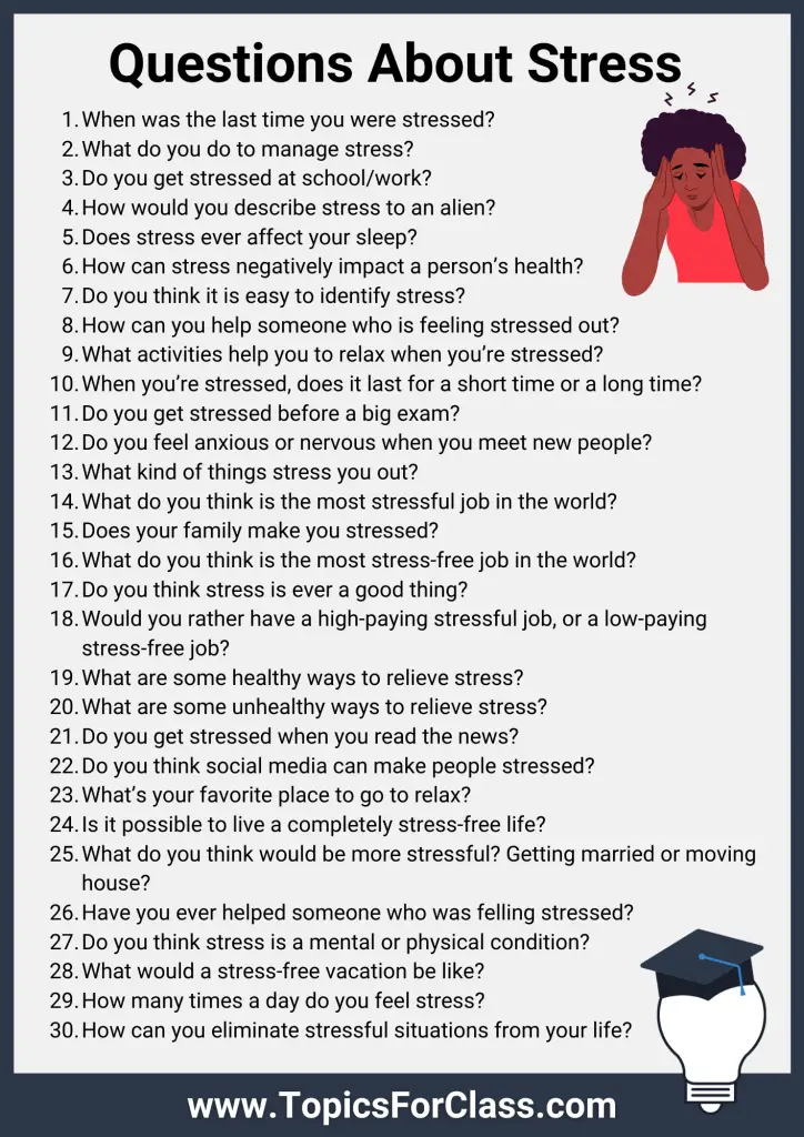 30 Conversation Questions About Stress (With Free PDF) TopicsForClass