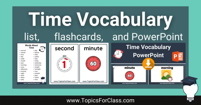 List Of Words About Time With Flashcards And PPT