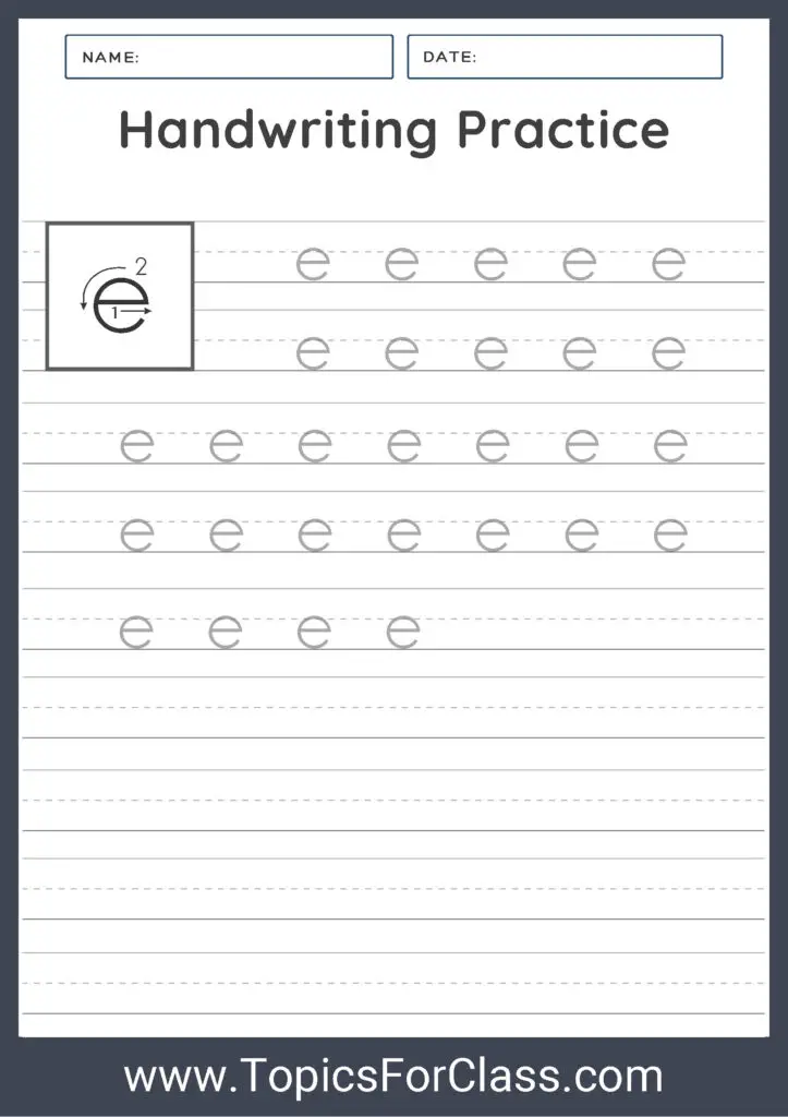 Alphabet Tracing Letter E