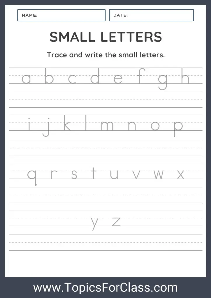 Alphabet Tracing Worksheet a to z Lowercase