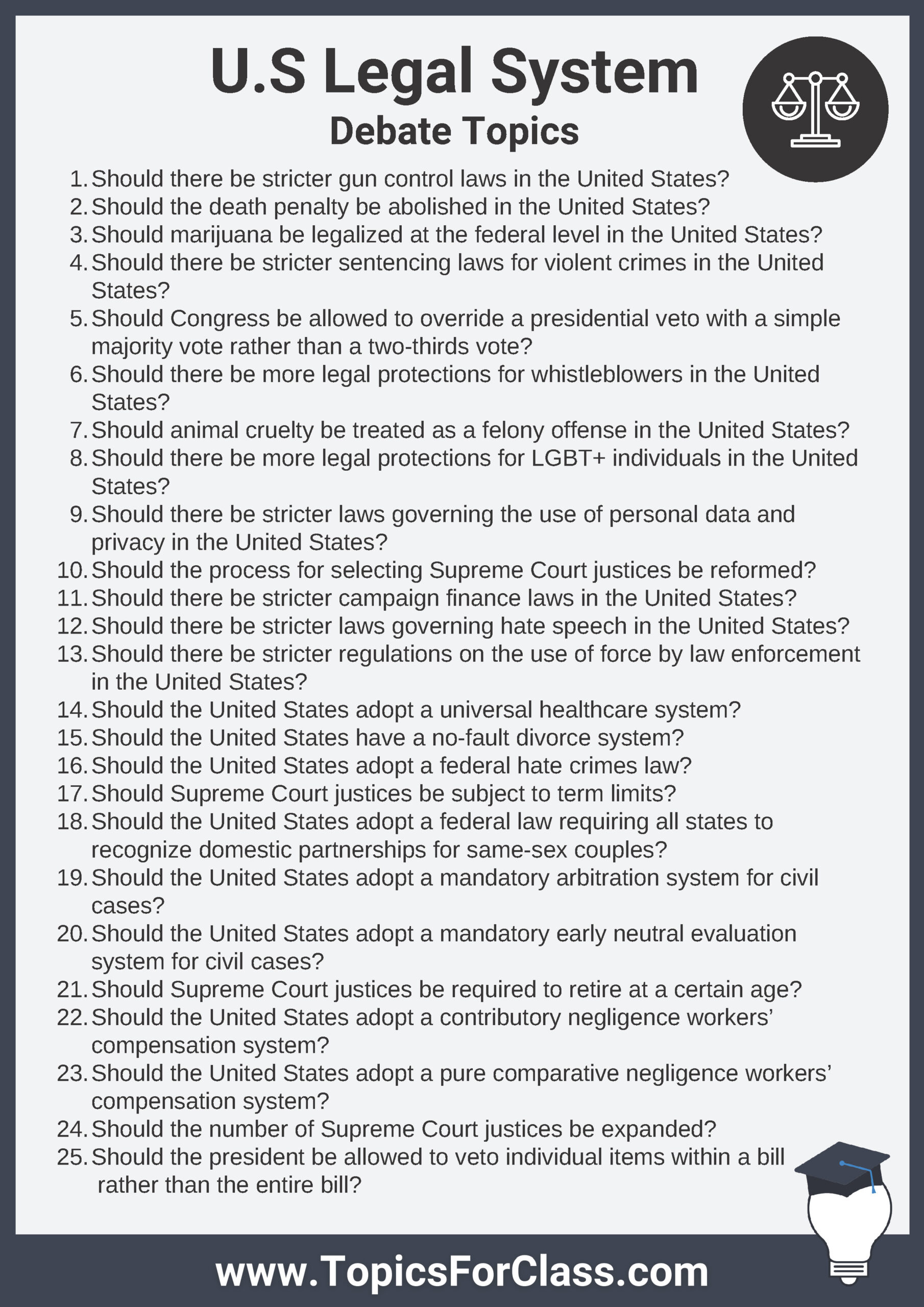 Debate Topics About U.S Legal System PDF